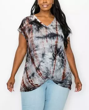 Плюс размер топ с завязками на шее и v-образным вырезом с завязками спереди COIN 1804, мульти