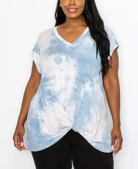 Плюс размер топ с завязками на шее и v-образным вырезом с завязками спереди COIN 1804, мульти