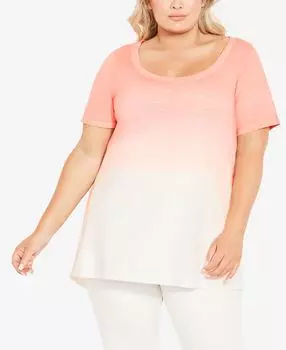 Плюс размер топ со свободной отделкой тай-дай Avenue, мульти