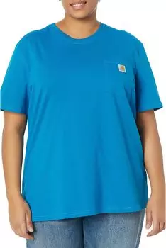 Плюс размер WK87 Спецодежда Футболка с короткими рукавами и карманами Carhartt, цвет Marine Blue
