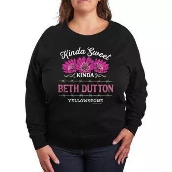 Плюс размер Yellowstone Kinda Beth Dutton Легкий свитшот из френч-терри Licensed Character, черный