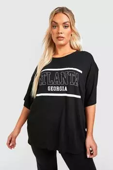 Плюс размерная футболка Atlanta boohoo, черный