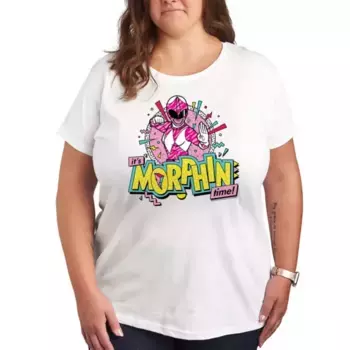 Плюс розовая футболка с принтом Power Rangers Morfin Time Licensed Character, белый