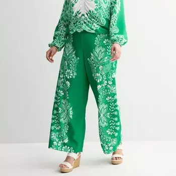 Плюс сайз брюки с принтом и контрастной окантовкой Intempo, зеленый