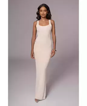 Плюс сайз черное платье макси Moonrise с рубчиками JLUXLABEL, слоновая кость/кремовый