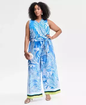 Плюс сайз комбинезон с принтом и завязкой на талии I.N.C. International Concepts, синий