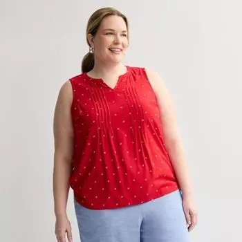 Плюс сайз топ без рукавов с защипами Croft & Barrow, цвет red fun anchor