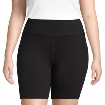 Плюс сайз велосипедки с карманами 7 дюймов для высокой поддержки Lands' End, черный