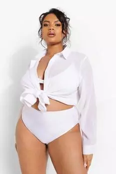 Плюс шифоновая пляжная рубашка boohoo, белый