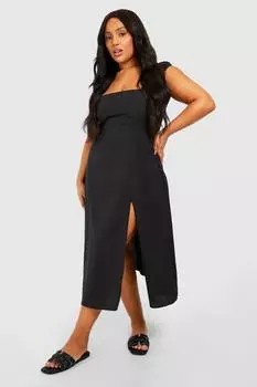 Плюс тканое мини-платье со шнуровкой сзади boohoo, черный