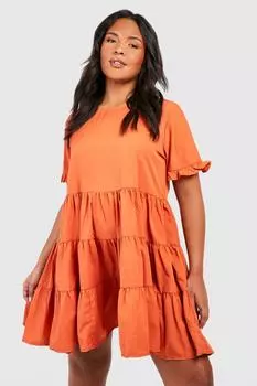 Плюс тканое свободное платье boohoo, оранжевый