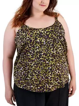 Плюс Женская майка с круглым вырезом Bar III, цвет herb garden multi