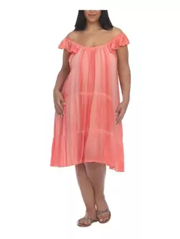 Плюс женская пляжная одежда, коралл