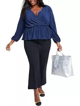 Плюс Женская рабочая одежда u Peplum Топ On 34th, синий