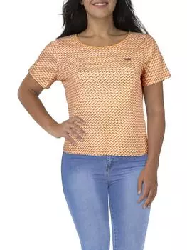 Плюс Женская ребристая футболка-пуловер Топ Levi's, цвет apricot print