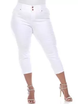 Плюс женские эластичные джинсы-капри из денима White Mark, белый