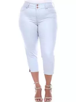 Плюс женские эластичные джинсы-капри из денима White Mark, светло-голубой