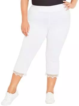 Плюс Женские эластичные облегающие брюки-капри Avenue, белый