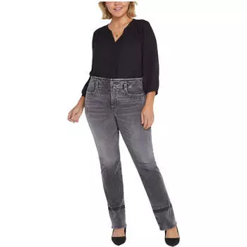 Плюс Женские джинсы прямого покроя с высокой талией и выцветшим эффектом NYDJ, цвет nobelle