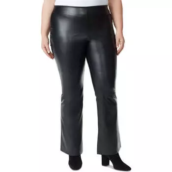 Плюс Женские расклешенные брюки из искусственной кожи с покрытием Jessica Simpson, черный