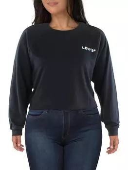 Плюс Женский хлопковый пуловер с логотипом Levi's, черный