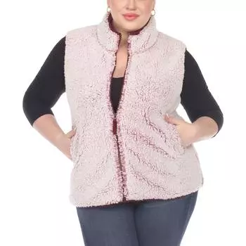 Плюс женский искусственный мех теплый верхняя одежда жилет White Mark, цвет sheep violet
