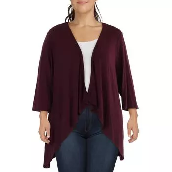 Плюс Женский Кардиган с Рукавом 3/4, Блейзер с Открытым Передом 24seven Comfort Apparel, цвет wine
