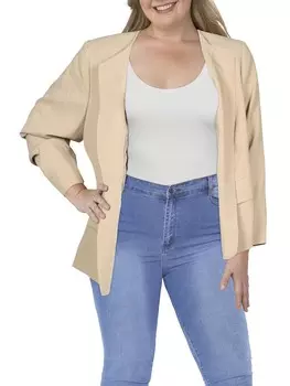 Плюс женский костюм, отдельный офисный пиджак с открытым передом Le Suit, цвет Straw