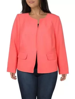 Плюс женский костюм, отдельный офисный пиджак с открытым передом Le Suit, цвет Coral Pink