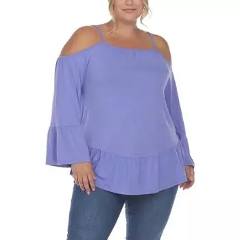 Плюс Женский однотонный пуловер из искусственного шелка White Mark, фиолетовый