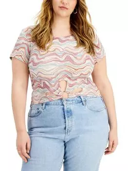 Плюс женский пуловер с круглым вырезом и круглым вырезом Just Polly, бирюзовый/лавандовый