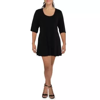 Плюс Женский пуловер с оборками на рукавах и контрастной отделкой 24seven Comfort Apparel, черный