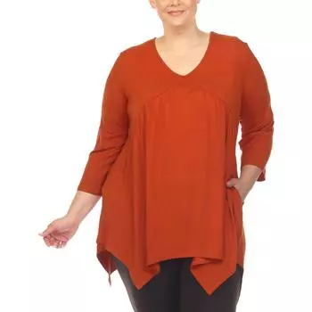 Плюс Женский пуловер с завышенной талией и карманами White Mark, цвет cinnamon stick