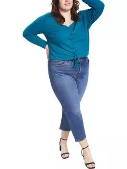 Плюс Женский ребристый трикотажный укороченный пуловер Топ Love, цвет deep lagoon