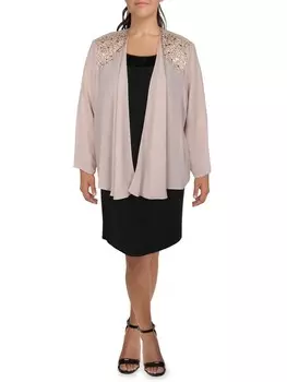 Плюс женский шифоновый блейзер без воротника с украшением SLNY, цвет Cashmere