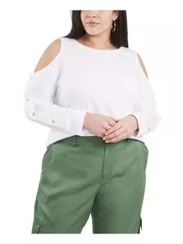 Плюс Женский топ с открытыми плечами и кнопками Vince Camuto, цвет ultra white