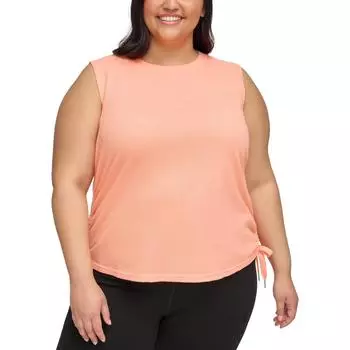 Плюс Женский Трикотажный Присборенный Пуловер Топ Calvin Klein Performance, персиковый