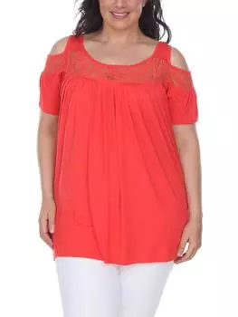 Плюс Женский вискозный пуловер с кружевной отделкой Топ White Mark, красный