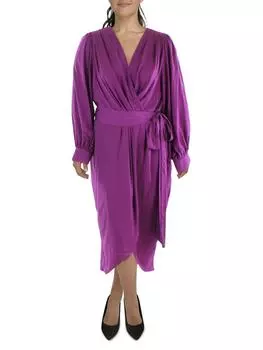 Плюс Женское Атласное Платье Миди Длинные Рукава City Chic, цвет magenta