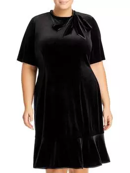 Плюс Женское бархатное коктейльное и вечернее платье с завязкой на шее Adrianna Papell