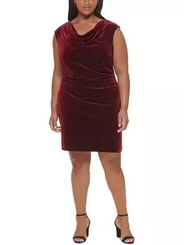 Плюс Женское бархатное мини-платье для коктейлей и вечеринок Jessica Howard, цвет wine