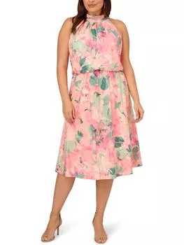 Плюс Женское Цветочное Платье-Халтер Коктейльное И Вечернее Платье Adrianna Papell