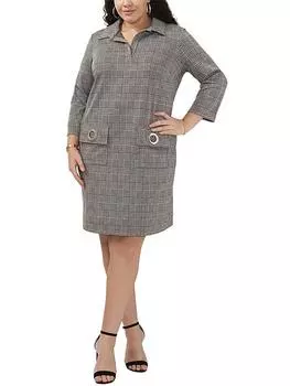 Плюс Женское клетчатое платье длиной до колена MSK, черный/белый