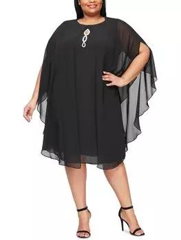 Плюс Женское коктейльное и вечернее платье из 2 предметов со стразами SLNY