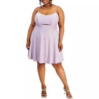 Плюс Женское Короткое Платье с Вырезом и Расклешенным Косточкой City Studios, цвет medium lavender
