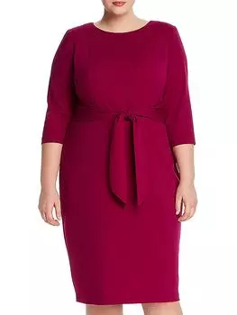 Плюс Женское Креповое Платье Миди с Завязкой На Талии Adrianna Papell, цвет wildberry