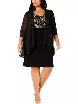 Плюс Женское металлизированное прозрачное коктейльное платье Connected Apparel, золотой