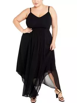 Плюс Женское Многослойное Макси Макси Платье City Chic, черный