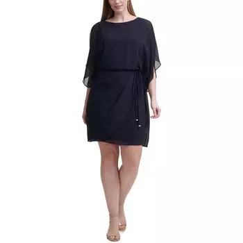 Плюс Женское Офисное Короткое Платье для Работы Jessica Howard, темно-синий