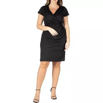 Плюс Женское Платье-футболка Миди Сюрплисс 24seven Comfort Apparel, черный